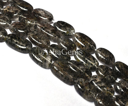 Amazing Black Dot Quartz Smooth Uneven Oval Shape Gemstone Beads, Black Dot Quartz Plain Oval Beads, Quartz Handmade Loose Beads For Jewelry