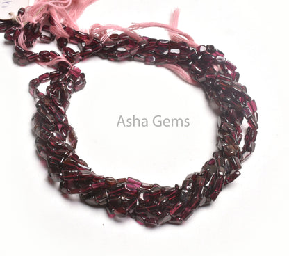 Natural Garnet Handmade Uneven Rectangle Shape Gemstone Beads,13"Red Garnet Smooth Straight Drill Beads, Garnet Bead Jewelry Handicraft SALE