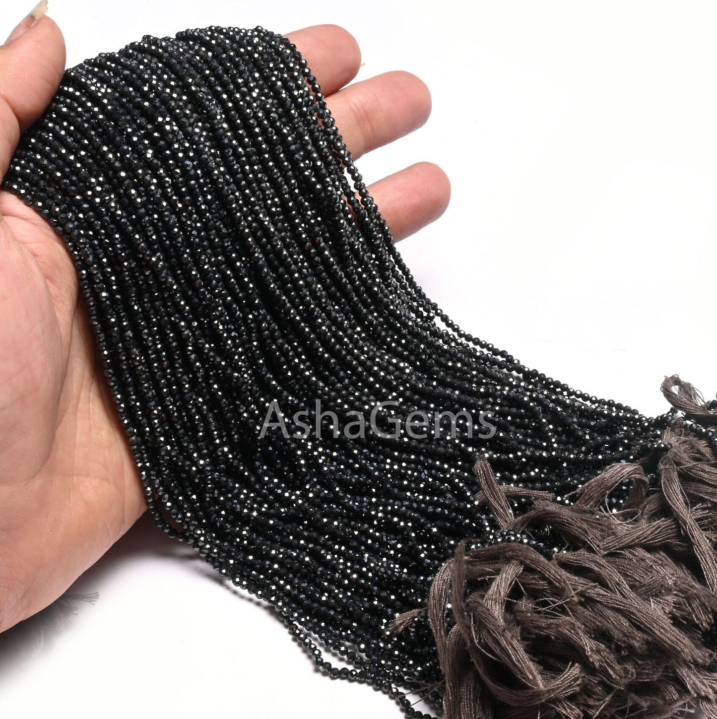 AAA Spinel Grey Coated Faceted Micro Cut Rondelle Gemstone Loose Beads,2.2 mm Black Spinel Diamond Coated Machine Cut Spinal Beads Jewelry