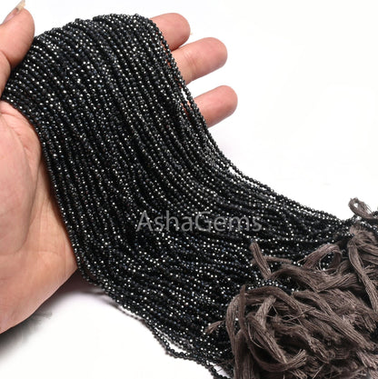 AAA Spinel Grey Coated Faceted Micro Cut Rondelle Gemstone Loose Beads,2.2 mm Black Spinel Diamond Coated Machine Cut Spinal Beads Jewelry