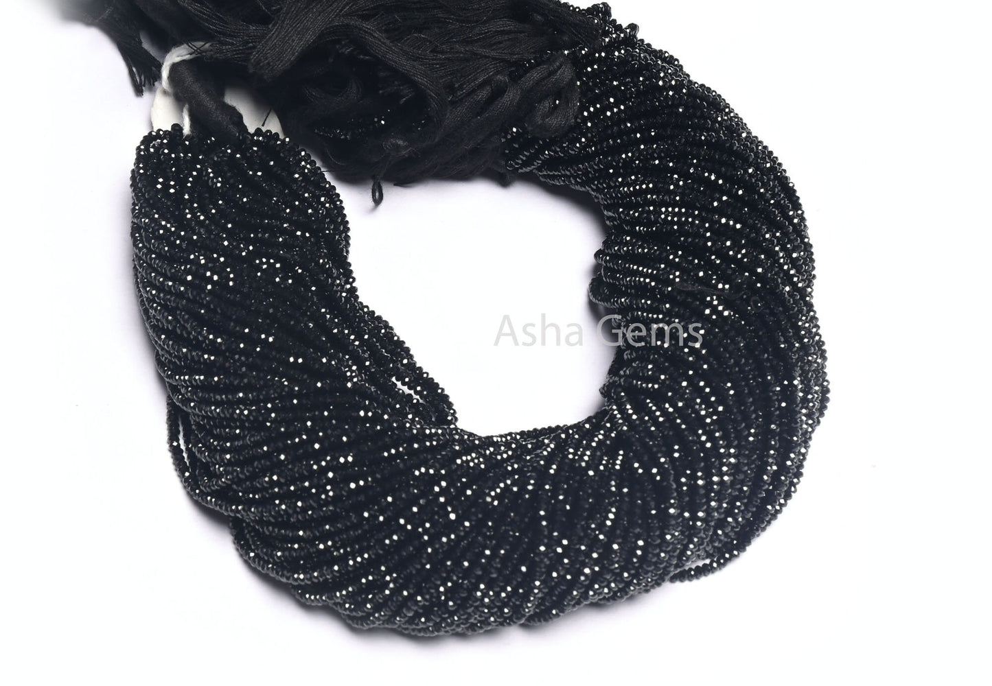 AAA+ Quality Black Spinal Micro faceted Machine Cut Flat Rondelle Beads,2.2x1.1 mm Natural Black Spinel Diamond Cut Beads, Spinel Beads SALE