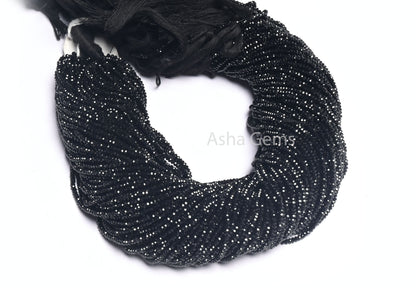 AAA+ Quality Black Spinal Micro faceted Machine Cut Flat Rondelle Beads,2.2x1.1 mm Natural Black Spinel Diamond Cut Beads, Spinel Beads SALE