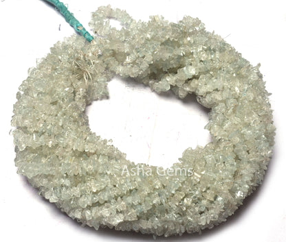 34" Strand Natural Aquamarine Uncut Chips Smooth Beads Gemstone Light Blue Aquamarine Chips, Aquamarine Smooth Raw Rough Beads Jewelry SALE