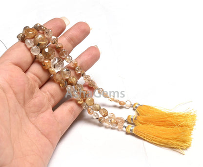 Beautiful Golden Rutile Quartz Smooth Coin handmade Beads,8" Yellow Rutile Coin Shape Straight Drill Gemstone Rutile Bead Jewelry Craft SALE
