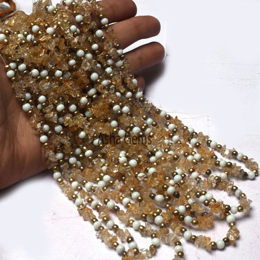 34" Strand Natural citrine Quartz Uncut Chips Beads, light Yellow Citrine Raw Rough Smooth Tiny Uneven Beads Citrine Finding Uncut Chip Bead