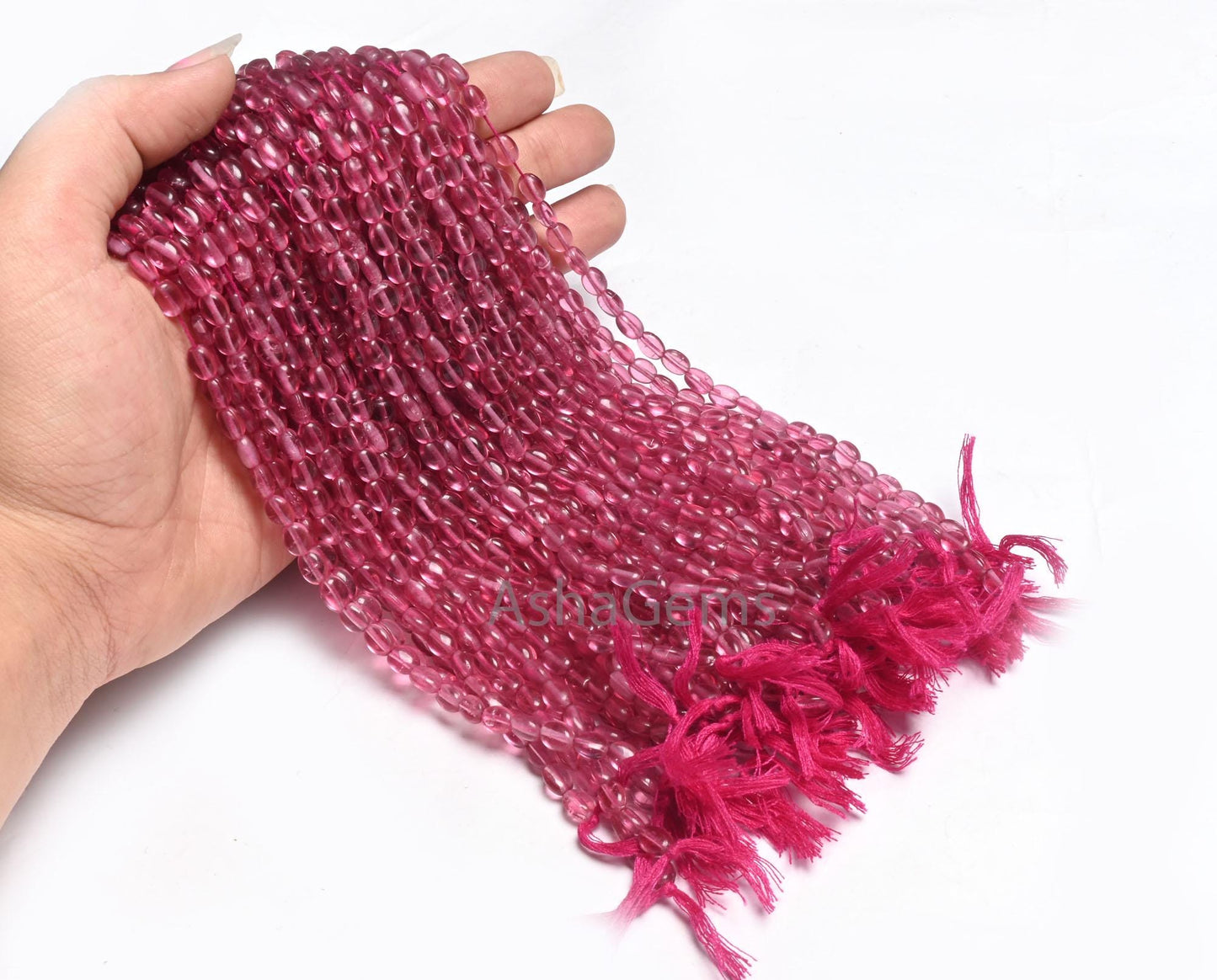 5.5-7.5mm Beautiful Pink Hydro Smooth Oval Shape Handmade Beads,13" AAA Pink Rubellite Color Hydro Plain Oval Bead Jewelry making Craft SALE