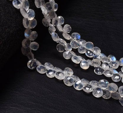 Fine AAA Blue Flash Rainbow Moonstone Heart Shape Beads,9" White Rainbow Moonstone Faceted Heart Briolette Gemstone Beads Jewelry Craft SALE