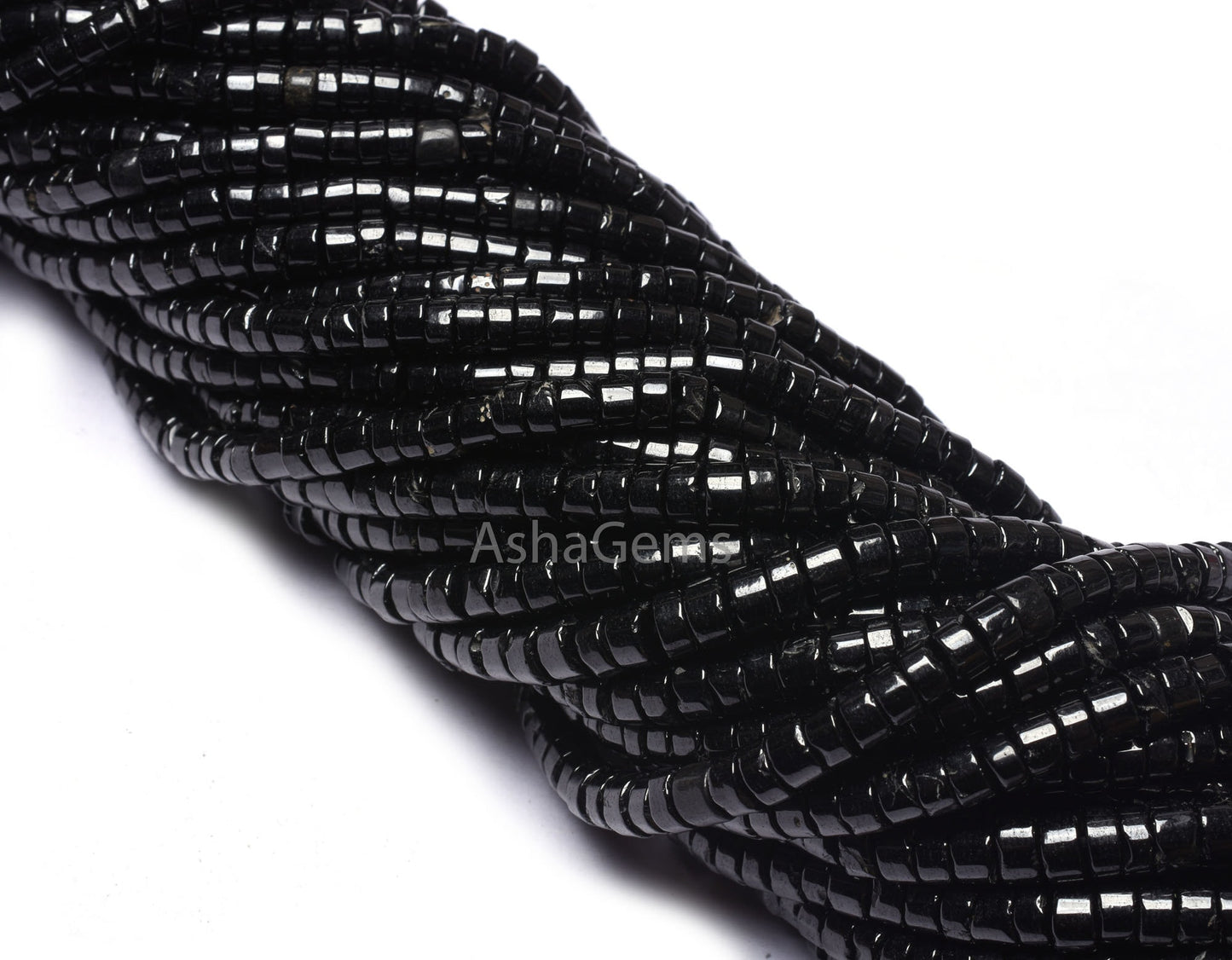 AAA Quality Black Spinel Smooth Wheel Shape Beads, Spinel Tyre Beads,4,5 mm Black Gemstone Center Drill Beads For Necklace Jewelry Making
