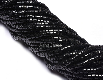 AAA Quality Black Spinel Smooth Wheel Shape Beads, Spinel Tyre Beads,4,5 mm Black Gemstone Center Drill Beads For Necklace Jewelry Making