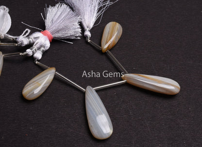 Beautiful Banded Agate Smooth Pear Gemstone Beads, Banded Agate Beads, Natural Agate Fancy Long Teardrop Briolette Beads Handicraft Jewelry