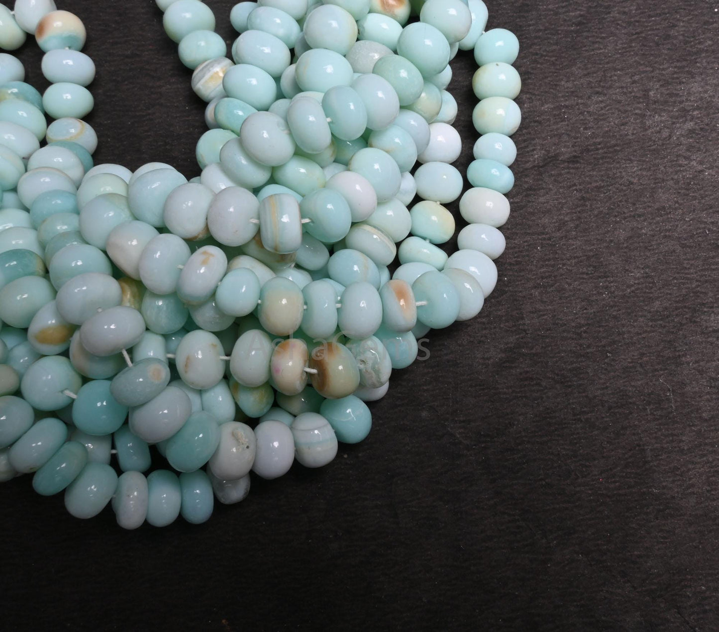 Beautiful Shaded Peru Blue opal Smooth Gemstone Loose Beads, Shaded Sky Blue Opal Plain Handmade Uneven Rondelle Opal Beads Jewelry Necklace