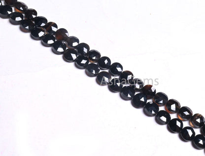 AAA Black Spinel Faceted Coin Shape Beads,6 mm,13" Strand Black Spinel Machine Cut Briolette  Spinel Gemstone Bead Jewelry Making Craft SALE