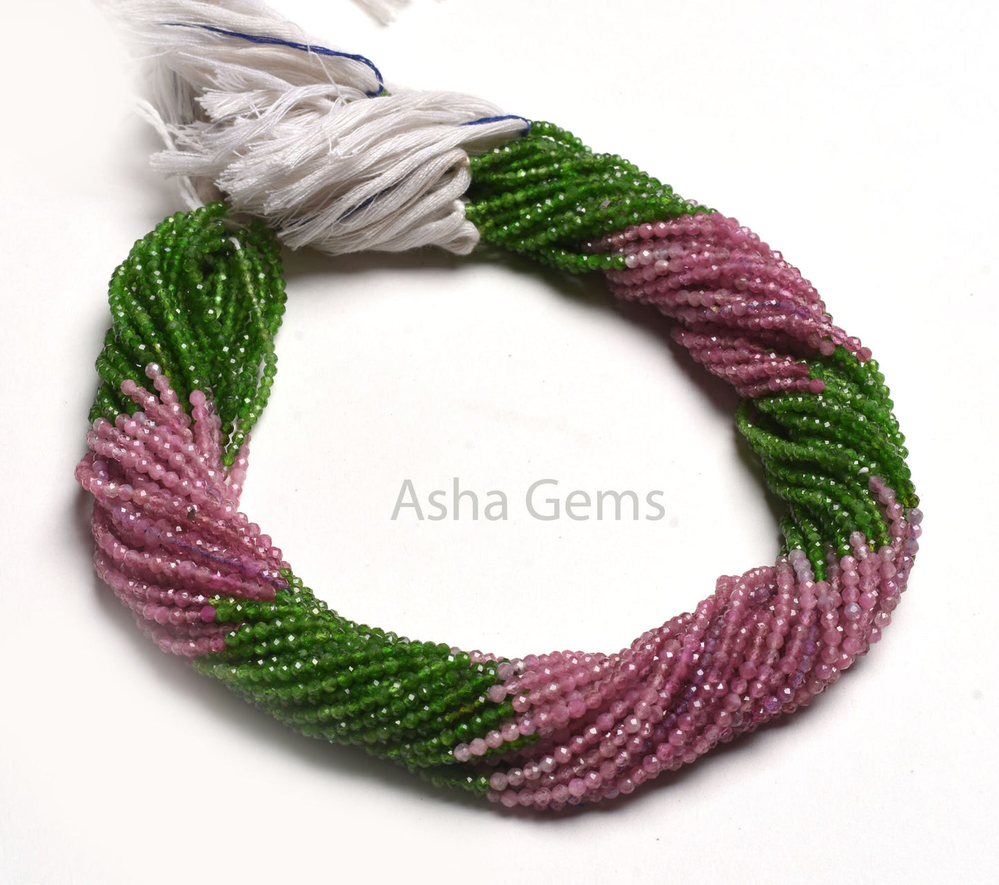 2.4 mm Natural Pink Tourmaline,13" Green Chrome Diopside Micro Cut Faceted Gemstone Beads, Rare Chrome Tourmaline Multi Rondelle  Beads SALE