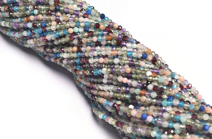 Natural Multi Color Gemstone Disco Micro Cut Beads,3 mm Multi Disco Faceted Rondelle Beads Jewelry Making Craft, Fine Mix Color Stone Beads
