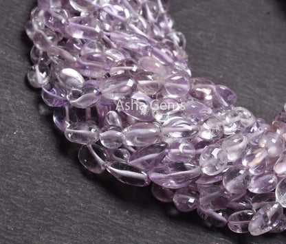 Natural Pink Amethyst Smooth Tiny Nugget Gemstone Bead,13"Strand Fine Pink Amethyst Plain Tumble Straight Drill Beads, Amethyst Bead Jewelry