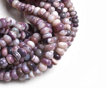 7-8 mm Shaded Plum Purple Opal Smooth Rondelle Shape Beads,16" Strand Opal Beads, Lavender Opal Plain Handmade Gemstone Beads Jewelry Crafts