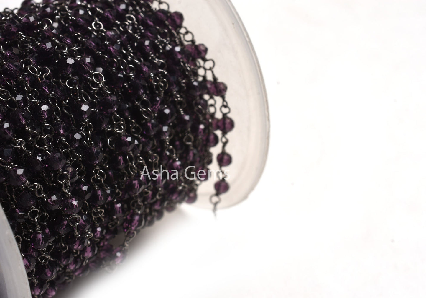 Purple Amethyst Hydro Faceted Rondelle Beads Rosary Chain 1-50 Feet Purple Crystal Black Plated Gunmetal Wire Wrap Chains Jewelry Craft SALE