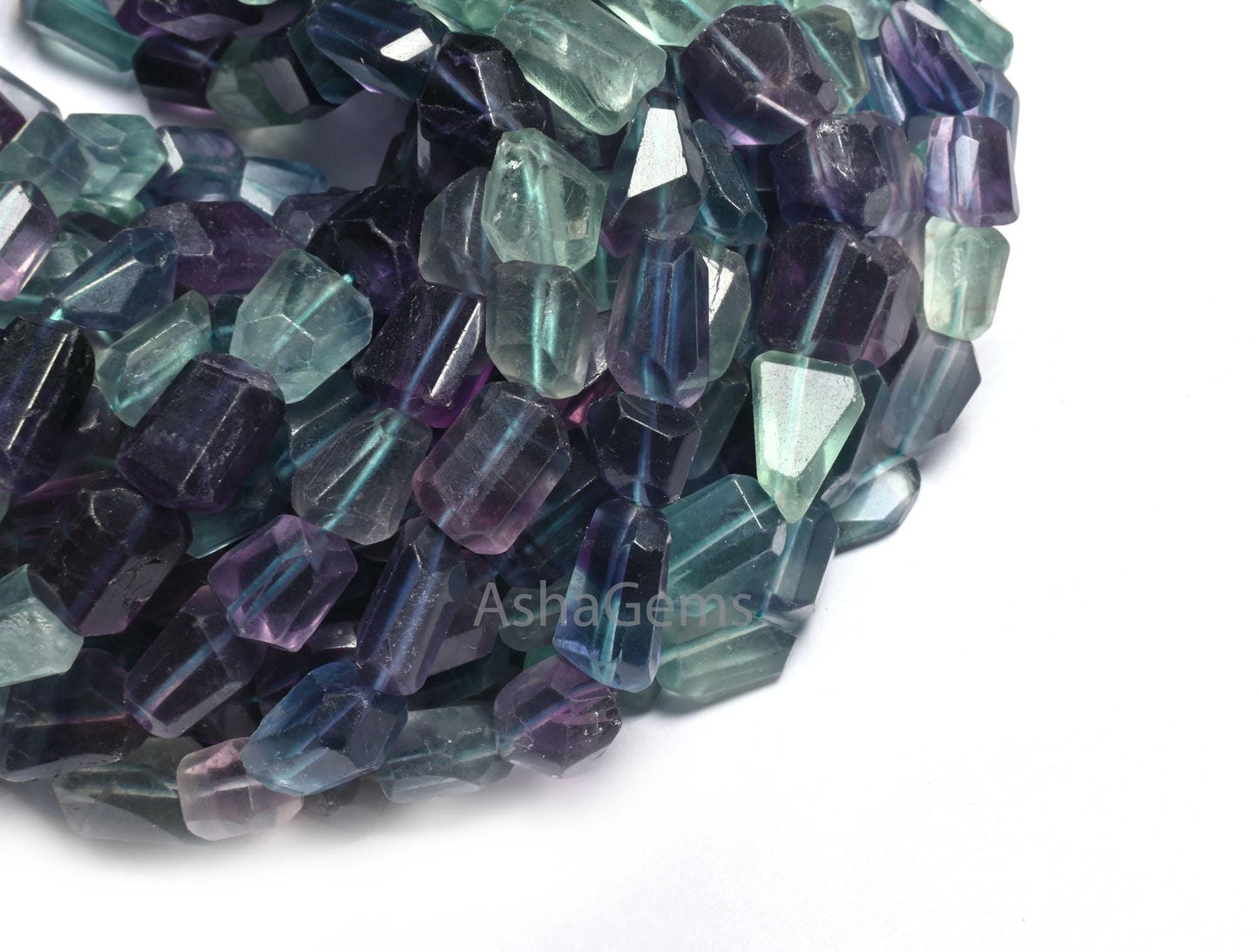 Fine Multi Fluorite Faceted Nugget Gemstone Beads, Multi Green Purple Fluorite Indian Cut handmade Tumble Fluorite Beads Jewelry Crafts SALE