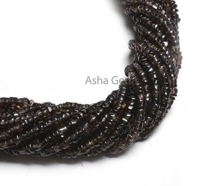 Natural Smoky Smooth Handmade Uneven Tyre Shape Beads,12"std Black Smoky Quartz Beads, Smoky Smooth Gemstone Beads Jewelry Making Craft Sale