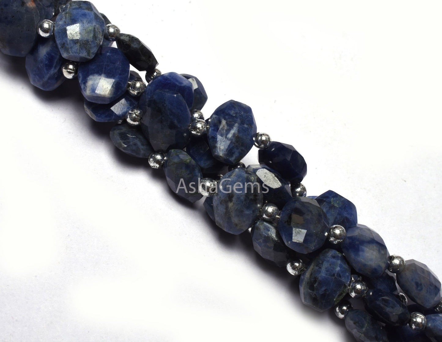 Shaded Blue Sodalite Step Cut Oval Gemstone Beads,8-12 mm Natural sodalite Beads,8.5" Strand Sodalite Fancy Oval Faceted Beads Jewelry Craft