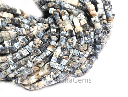 Fine Quality Dendrite Opal Smooth 3D Cube Box Shape Beads,8/16" Natural Dendritic opal Plain Handmade Cube Gemstone Beads Jewelry Craft Sale