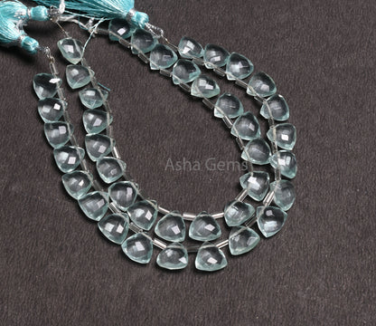 10mm AAA Quality Aqua Blue Hydro faceted Trillion Shape Beads,7.5" Aquamarine Color  Hydro fancy Triangle  Briolette Bead Jewelry Craft SALE