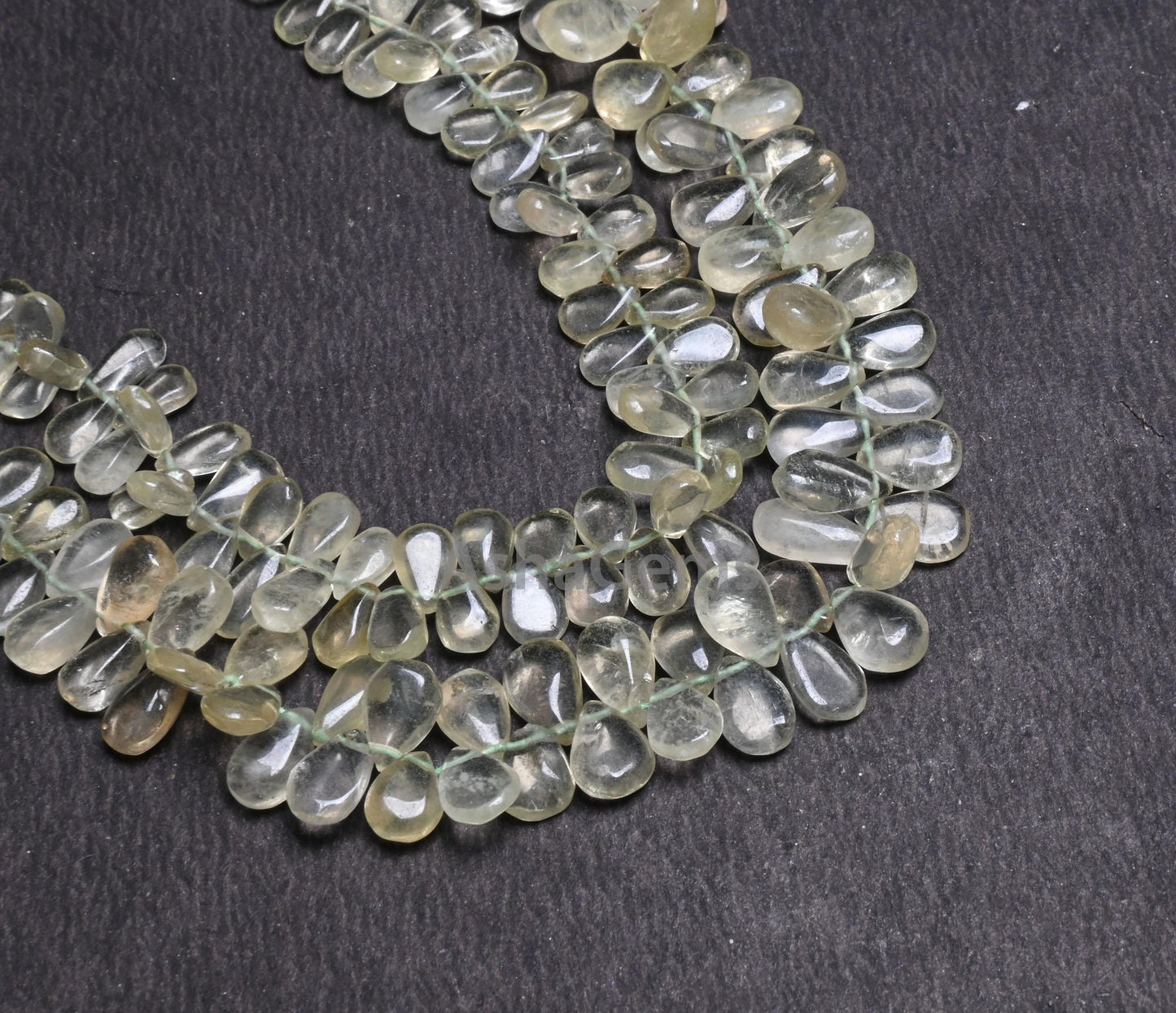 Beautiful Prehnite Smooth Pears Shape Gemstone Beads,9" Strand Natural Light Green Prehnite Teardrop handmade Side Drill Beads Jewelry Craft