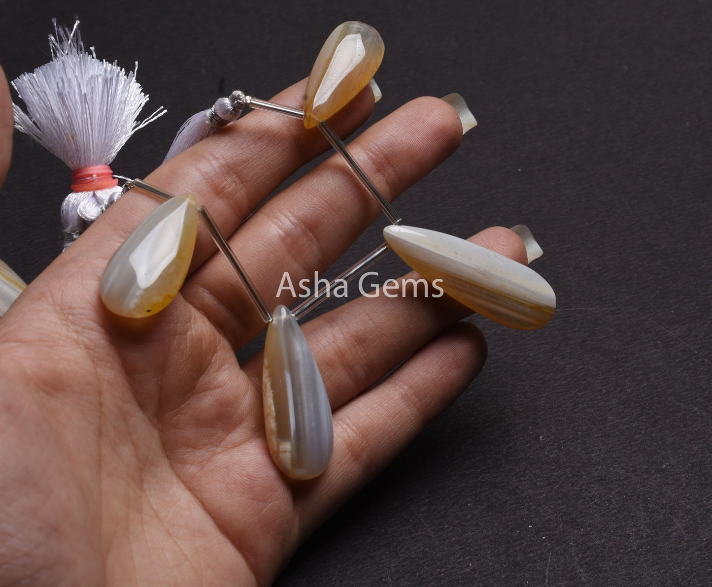 Beautiful Banded Agate Smooth Pear Gemstone Beads, Banded Agate Beads, Natural Agate Fancy Long Teardrop Briolette Beads Handicraft Jewelry