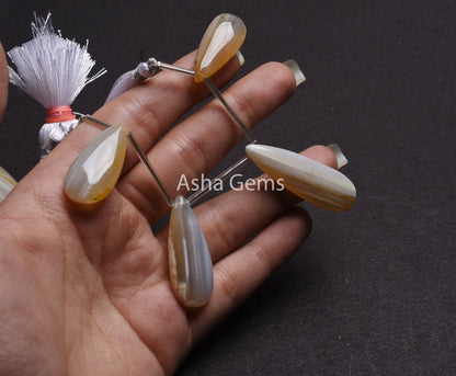 Beautiful Banded Agate Smooth Pear Gemstone Beads, Banded Agate Beads, Natural Agate Fancy Long Teardrop Briolette Beads Handicraft Jewelry
