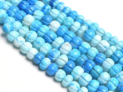 AAA Beautiful Shaded Turquoise Blue opal Carving Watermelon Shape beads,16"Strand Opal Carved Gemstone Bead, Opal Melon Beads Jewelry Crafts
