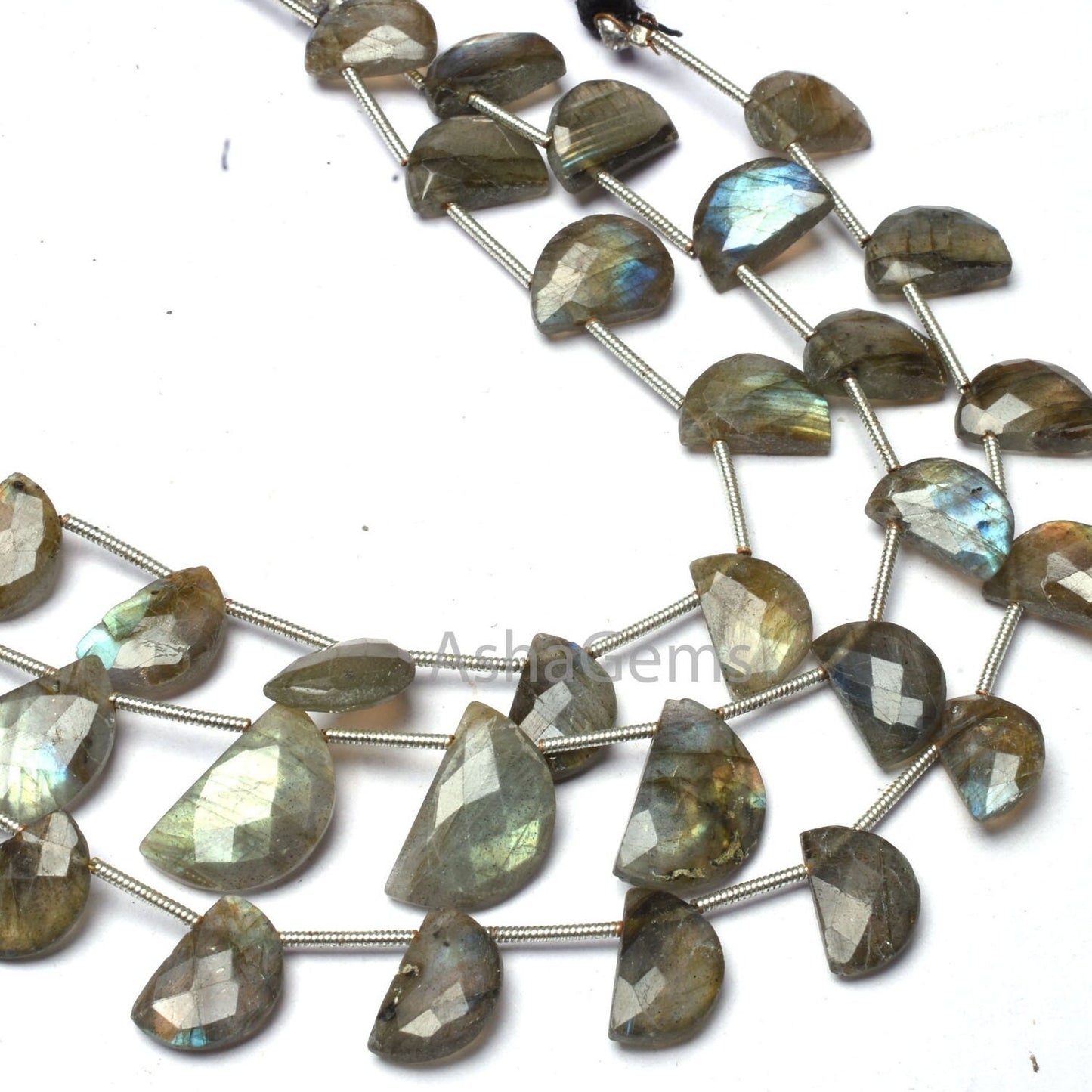 Multi Fire Labradorite Faceted D Shape Gemstone Beads, Black Rainbow Half Moon Fancy Side Drill Beads, Natural Labradorite BeadJewelry SALE
