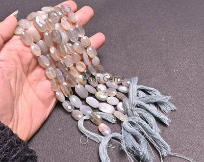 Beautiful Grey Moonstone faceted Oval Shape Beads,9" Strand Natural Moonstone Briolette Oval Beads, grey Moonstone Oval Gemstone Beads Craft