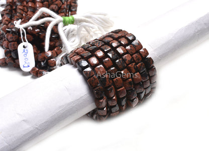 Beautiful Mahogany Obsidian 3D Cube Box Gemstone Beads,8" Strand Natural Mountain Obsidian Faceted Cube Shape Bead Jewelry Making Craft SALE