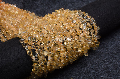 Beautiful Yellow Citrine Quartz Drops Shape Beads, Natural citrine Smooth Teardrop Uneven Handmade, Citrine Drops Side Drill Beads  Jewelry