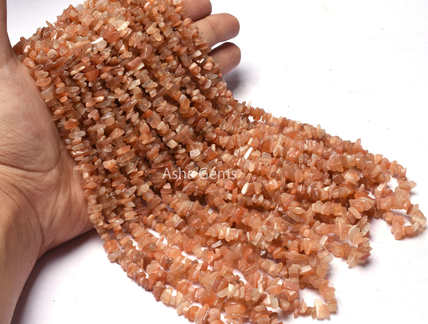 Natural Peach Moonstone Uncut Chips Raw Gemstone Beads ,Beautiful Pink Peach Shade Moonstone Smooth Uneven Beads AAA Quality Moonstone Beads