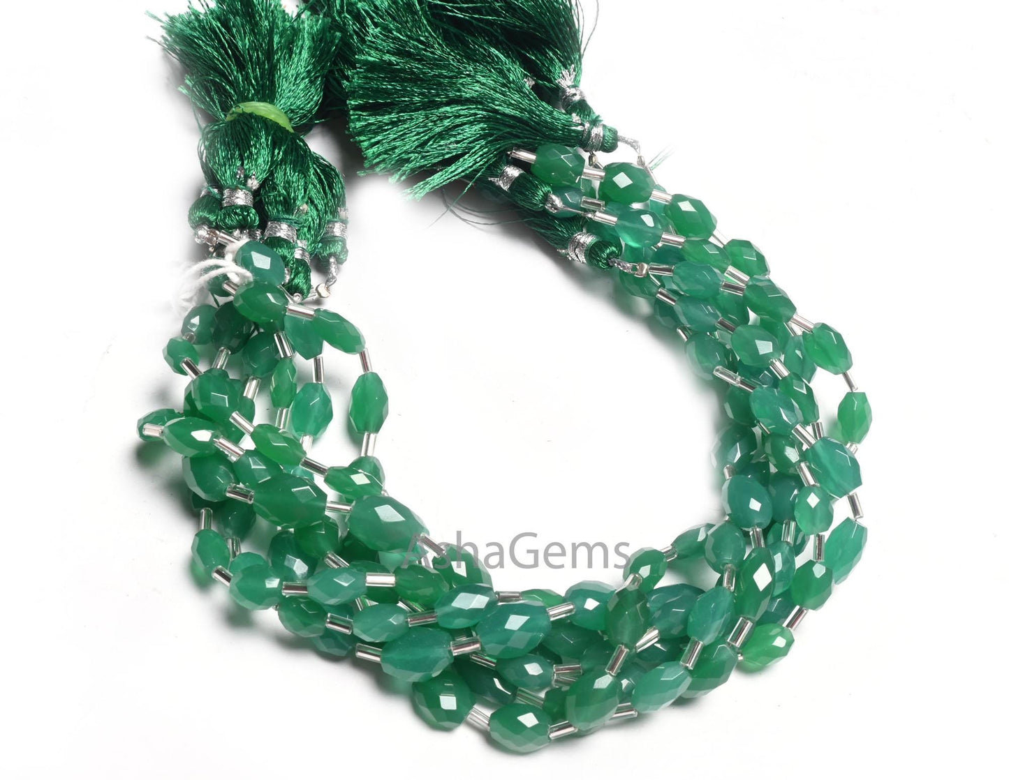 Beautiful Green Onyx Fancy Puff Oval faceted Gemstone Loose Beads110" Green Onyx Indian Cut Oval Briolette Handmade Onyx Beads Jewelry Craft