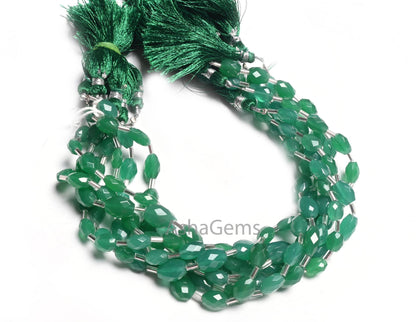 Beautiful Green Onyx Fancy Puff Oval faceted Gemstone Loose Beads110" Green Onyx Indian Cut Oval Briolette Handmade Onyx Beads Jewelry Craft
