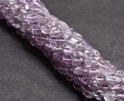 Natural Pink Amethyst Smooth Tiny Nugget Gemstone Bead,13"Strand Fine Pink Amethyst Plain Tumble Straight Drill Beads, Amethyst Bead Jewelry