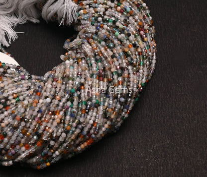Beautiful Natural Multi Color Gemstone Micro Cut Beads,2 mm Disco Beads,Semi Precious Mix Gemstone Rondelle Shape Faceted Bead Jewelry Craft