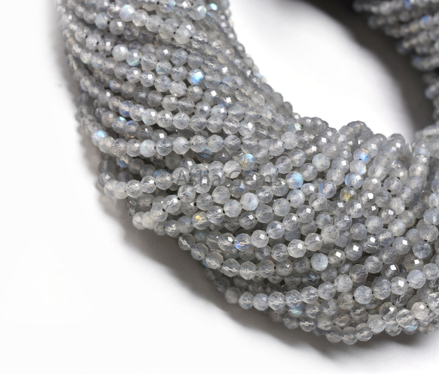 AAA Grey Labradorite Faceted Round Ball Beads,3.5mm labradorite Machine Cut Round Gemstone Beads, Natural Blue Fire Labradorite Bead Jewelry