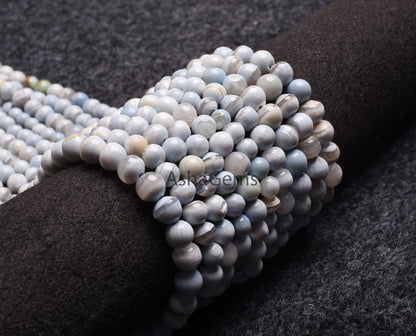 Beautiful Light Blue Boulder Opal Smooth Round Shape Beads,13" Strand Blue Opal Beads, Boulder Opal Plain Round Ball Bead Opal Gemstone Bead