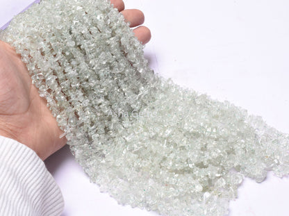 34"Strand Natural Green Amethyst Uncut Chips Beads Gemstone Smooth Raw Tiny Nugget Rough Beads fine Quality Green Amethyst Chip Jewelry Sale