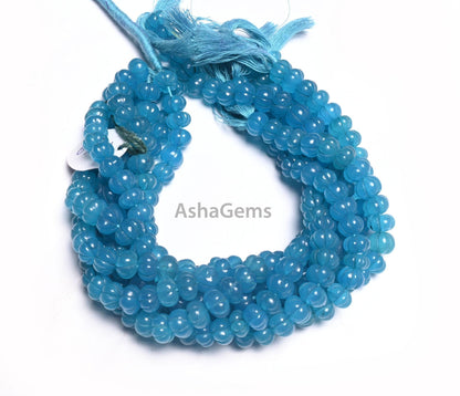 Beautiful Blue Quartz Carving Watermelon Beads, Blue Sapphire color Quartz Carved Pumpkin Bead Handmade Carve Rondelle Gemstone Bead Jewelry