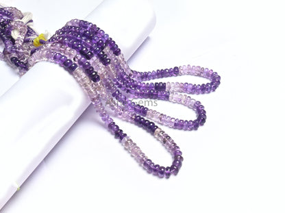 17" Strand Beautiful Amethyst Smooth Rondelle Gemstone Beads, Natural Amethyst Beads Shaded Purple Amethyst handmade Bead Jewelry Craft SALE