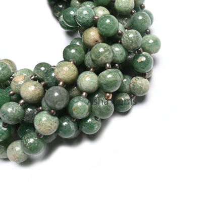 Beautiful Green Margaj Smooth Round Ball Gemstone Beads,8" Green Aventurine Bead, margaj Plain Round Shape Beads Jewelry Making Handicraft