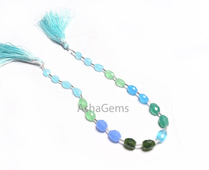 Beautiful Multi Color Quartz Hydro fancy Puff Oval Checker Cut Beads,6x8-8x11 mm Disco Blue Green Hydro Oval Briolette Faceted Beads Jewelry