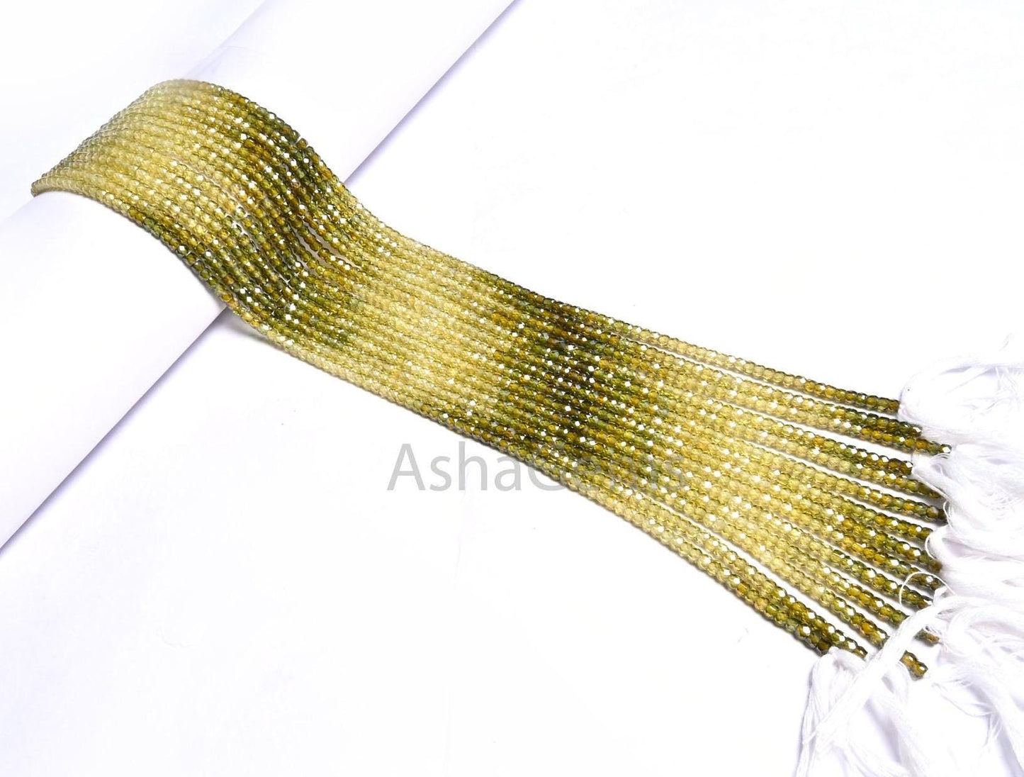 Beautiful Shaded Green zircon Faceted Rondelle Shape Beads,13" Strand Cubic zircon beads,3 mm AAA Green Zircon Beads For Necklace Jewelry