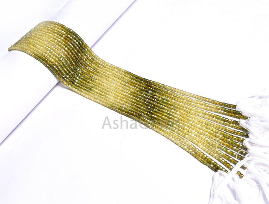 Beautiful Shaded Green zircon Faceted Rondelle Shape Beads,13" Strand Cubic zircon beads,3 mm AAA Green Zircon Beads For Necklace Jewelry