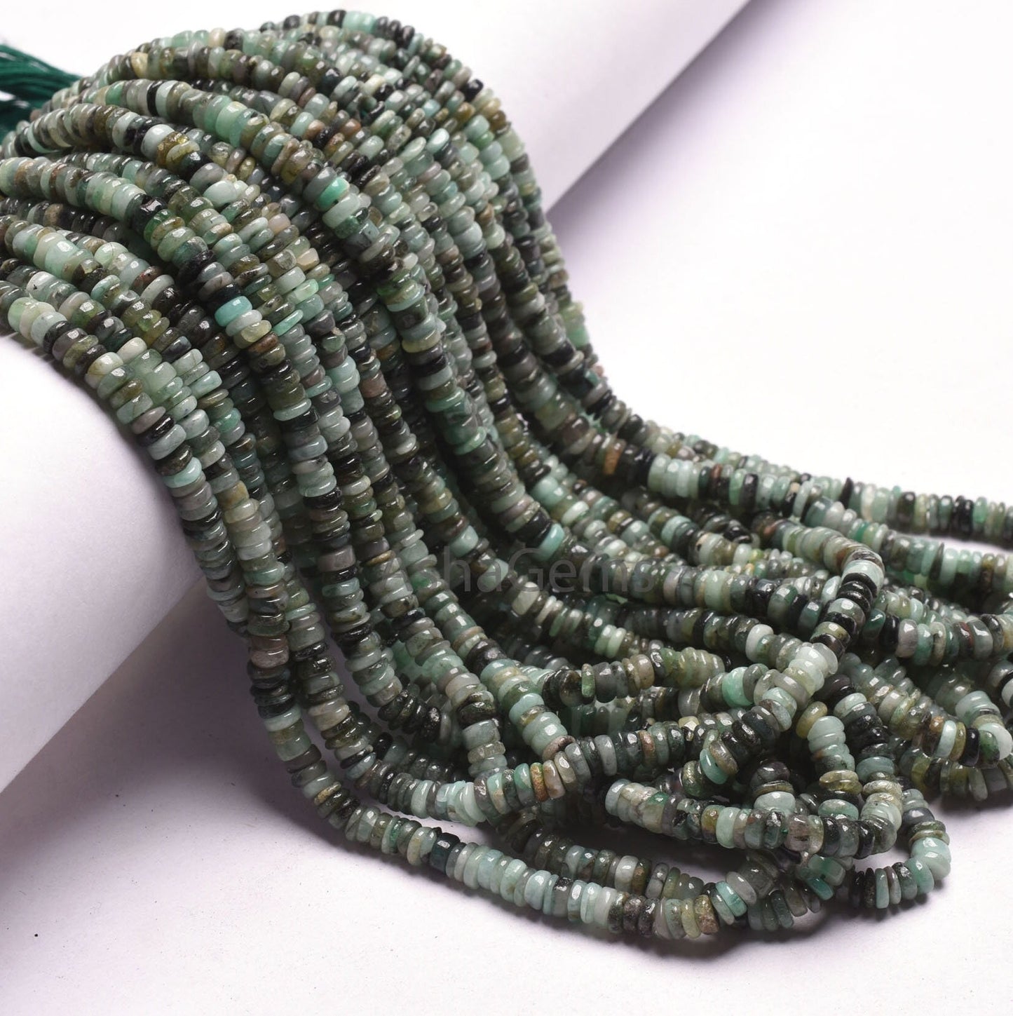 Emerald Smooth Tyre Shape Beads Gemstone Natural Emerald Beads,8/ 16" Strand Shaded Green Emerald smooth Handmade Wheel Beads Jewelry Crafts