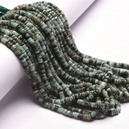 Emerald Smooth Tyre Shape Beads Gemstone Natural Emerald Beads,8/ 16" Strand Shaded Green Emerald smooth Handmade Wheel Beads Jewelry Crafts